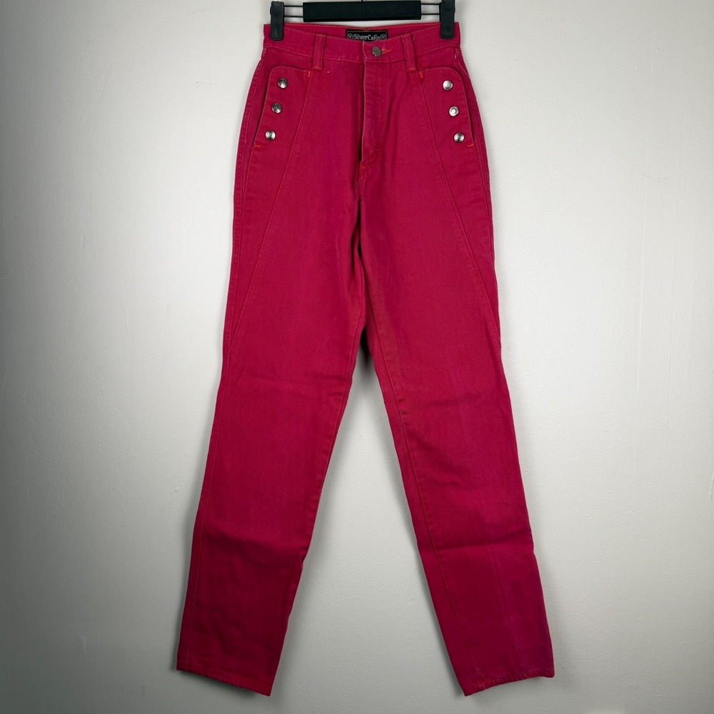 VTG Wrangler Silver Lake Jeans Women 5/6 X 36 (24x33) Red‎ Snap Pockets Hi-Waist